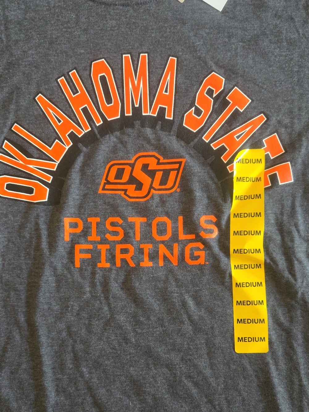 Oklahoma State Gray & Orange Graphic Tee - OSU Pistols Firing